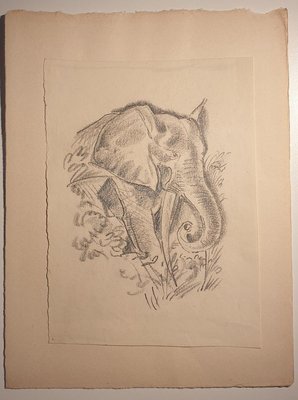 Emmanuel Gondouin, Africa, the Elephant, Original Lithograph, 1930s-ZCI-924685