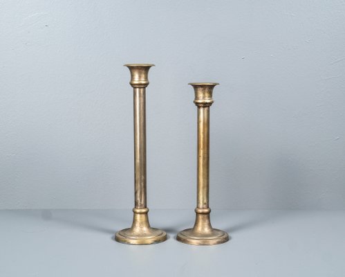 Empire Brass & Silverplated Candlestick, France, Set of 2-VLO-1156390