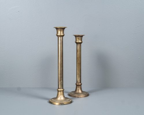 Empire Brass & Silverplated Candlestick, France, Set of 2-VLO-1156390