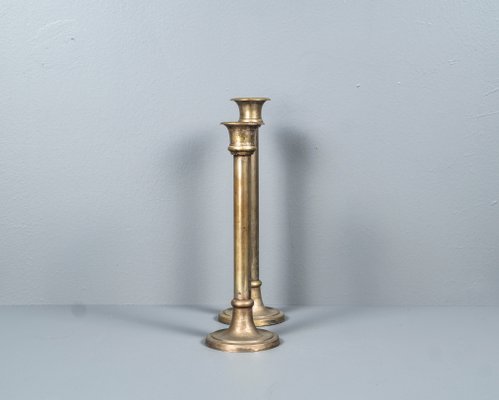 Empire Brass & Silverplated Candlestick, France, Set of 2-VLO-1156390