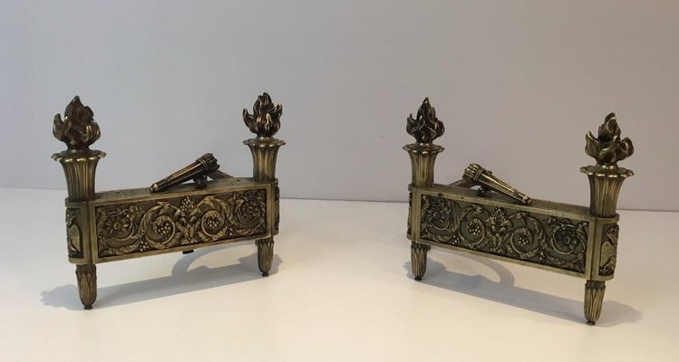 Empire Bronze Andirons, France, 1850s, Set of 2-BA-658575