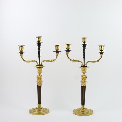 Empire Candleholders with Caryatids à la Grècque, 19th Century, Set of 2-KMT-1396573