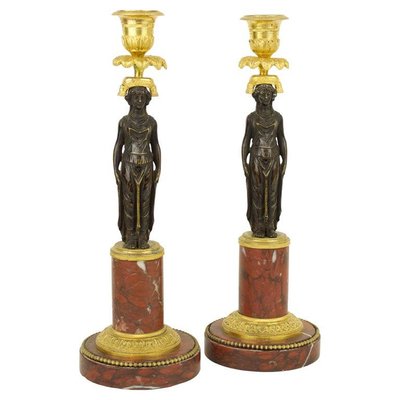 Empire Candleholders with Vestal Figures in the Style of Claude Galle, France, Early 1800s, Set of 2-KMT-1073558