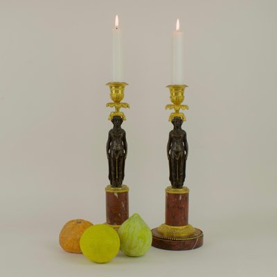 Empire Candleholders with Vestal Figures in the Style of Claude Galle, France, Early 1800s, Set of 2-KMT-1073558