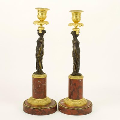 Empire Candleholders with Vestal Figures in the Style of Claude Galle, France, Early 1800s, Set of 2-KMT-1073558