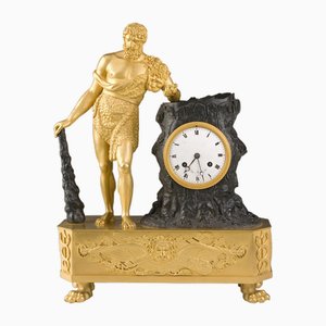 Empire Clock in Ormolu and Patinated Bronze-LQ-1752155