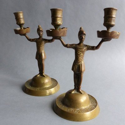 Empire French Bronze Candleholders, 1800s, Set of 2-WK-739836