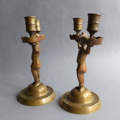 Empire French Bronze Candleholders, 1800s, Set of 2-WK-739836