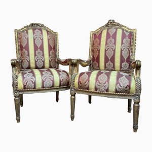 Empire French Gilt Wood Chairs, Set of 2-NSG-1773817