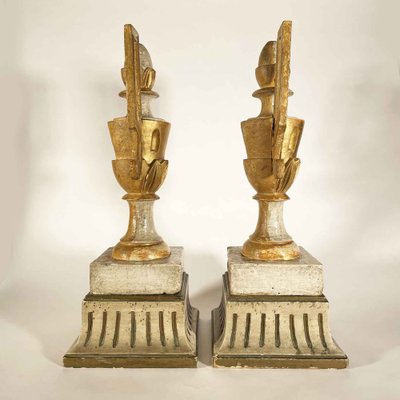 Empire Italian Vases in Carved, Gilded and Lacquered in Ivory Color, 1800s, Set of 2-TBU-2041307