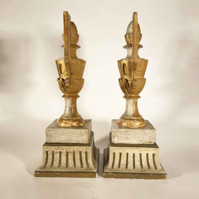 Empire Italian Vases in Carved, Gilded and Lacquered in Ivory Color, 1800s, Set of 2-TBU-2041307