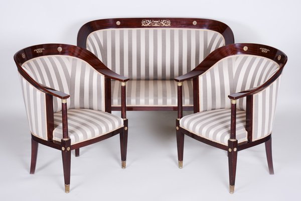 Empire Living Room Set in Mahogany, France, 1930s, Set of 3-WHY-1768702