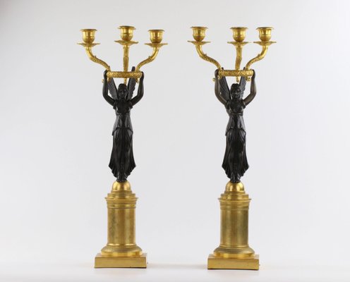 Empire Style Bronze Candlesticks, Set of 2-WMV-1127729