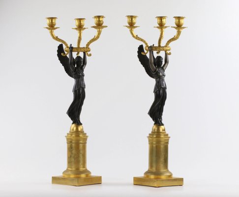 Empire Style Bronze Candlesticks, Set of 2-WMV-1127729