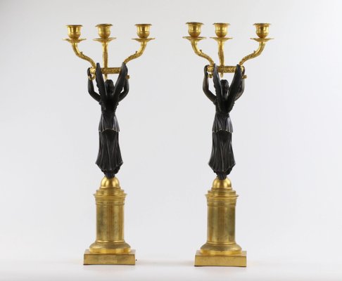 Empire Style Bronze Candlesticks, Set of 2-WMV-1127729