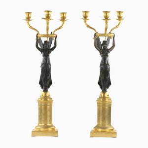 Empire Style Bronze Candlesticks, Set of 2-WMV-1127729