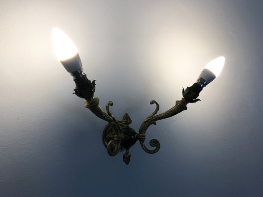 Empire Style Bronze Wall Lights, 1950s, Set of 2-MZP-1718644