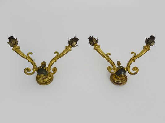 Empire Style Bronze Wall Lights, 1950s, Set of 2-MZP-1718644