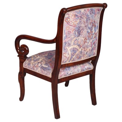 Empire-Style Carved Solid Mahogany Chair with Armrests, Late 19th Century-NJV-743669