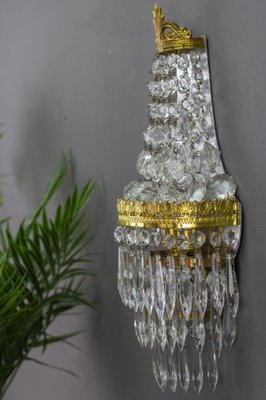 Empire Style Crystal and Brass Wall Lamp-KEG-989873