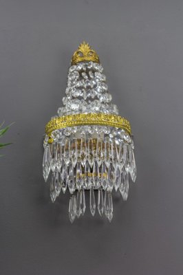 Empire Style Crystal and Brass Wall Lamp-KEG-989873