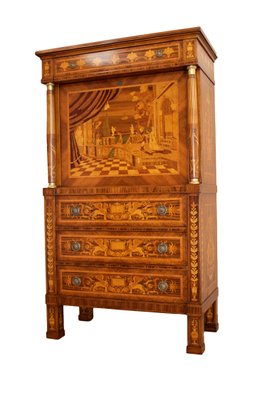 Empire Style Inlaid Secretaire, 1990s-IYX-1422835