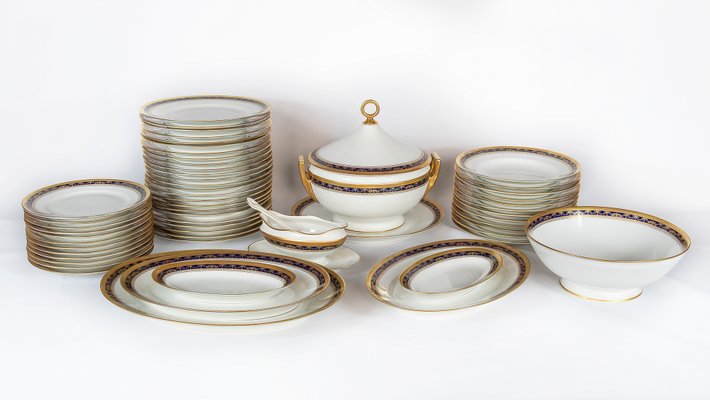 Empire Style Porcelain Dinner Set for 12 by Richard Ginori, Set of 57-ZVH-1322998