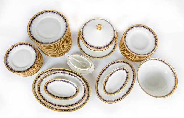 Empire Style Porcelain Dinner Set for 12 by Richard Ginori, Set of 57-ZVH-1322998