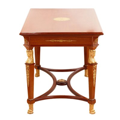 Empire Table Covered with Precious Wood Veneer and Gilded Bronze-WMV-1781022