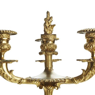 Empire Three-Flame Candelabra in Gilded Bronze, 1800s, Set of 2-TBU-2042155