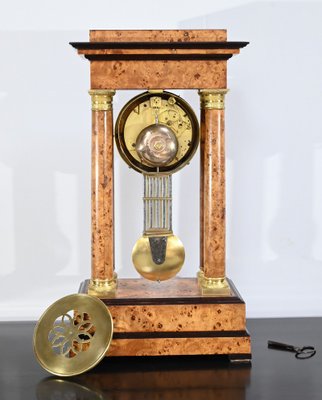 Empire Thuya Burl & Glass Clock, Early 19th Century-RVK-1701986