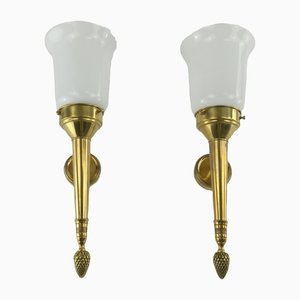 Empire Wall Lamp Made of Brass, 1910, Set of 2-KDB-1292170