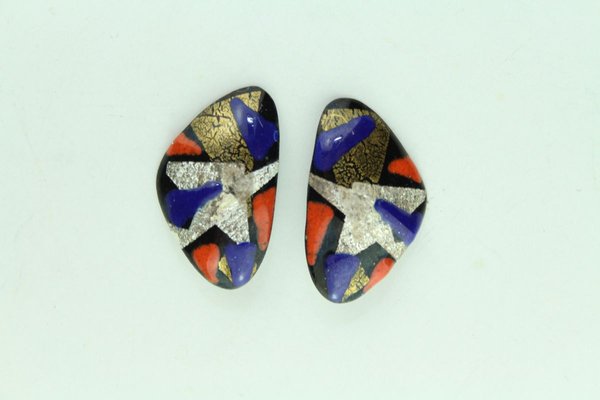 Enamel Ear Clips from Atelier Casanova, 1950s, Set of 2-ZWH-738094