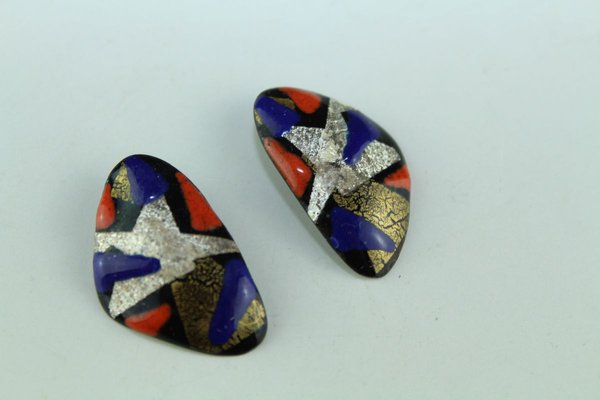 Enamel Ear Clips from Atelier Casanova, 1950s, Set of 2-ZWH-738094