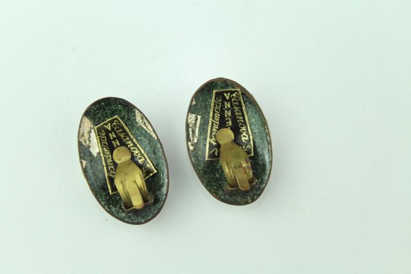 Enamel Earclips by Atelier Casanova for Atelier Casanova, 1950s, Set of 2-ZWH-738088