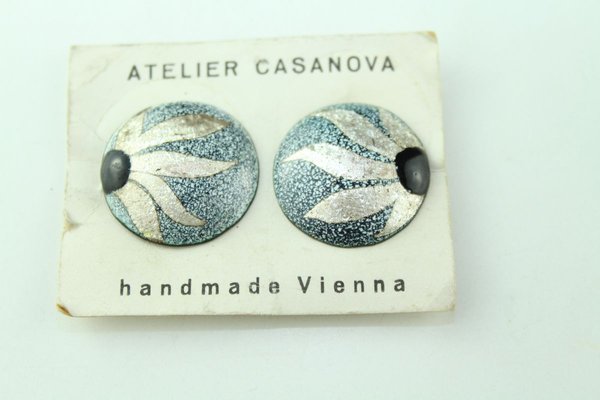 Enamel Earclips by Atelier Casanova for Atelier Casanova, 1950s, Set of 2-ZWH-738093