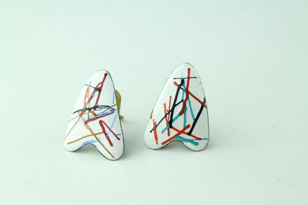 Enamel Earclips by Atelier Casanova for Atelier Casanova, 1950s, Set of 2-ZWH-738092