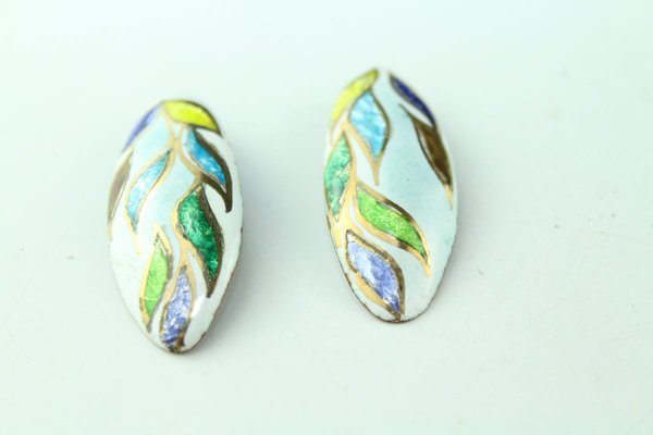 Enamel Earclips by Atelier Casanova for Atelier Casanova, 1950s, Set of 2-ZWH-738090