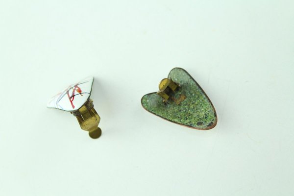 Enamel Earclips by Atelier Casanova for Atelier Casanova, 1950s, Set of 2-ZWH-738092