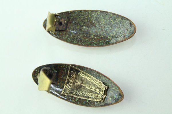 Enamel Earclips by Atelier Casanova for Atelier Casanova, 1950s, Set of 2-ZWH-738090