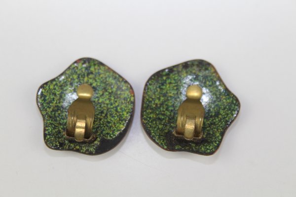 Enamel Earclips from Atelier Casanova, 1950s, Set of 2-ZWH-786969