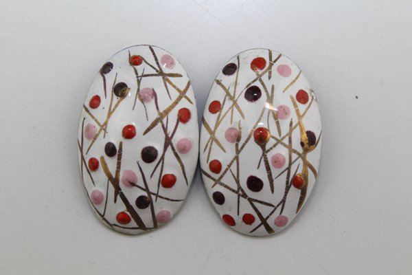 Enamel Earclips from Atelier Casanova, 1950s, Set of 4-ZWH-787001