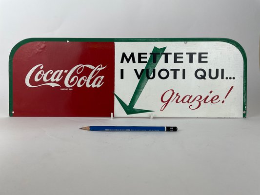 Enamel Empty Bottles Here Coca-Cola Sign, Italy, 1960s-YNA-1098156