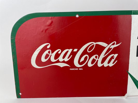 Enamel Empty Bottles Here Coca-Cola Sign, Italy, 1960s-YNA-1098156