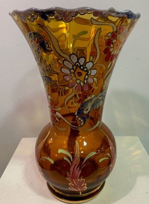 Enamel Painted Glass Vase by Royo, 1970s-IKW-840753