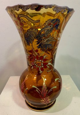 Enamel Painted Glass Vase by Royo, 1970s-IKW-840753