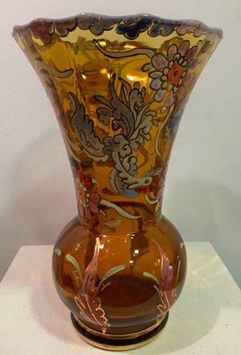 Enamel Painted Glass Vase by Royo, 1970s-IKW-840753