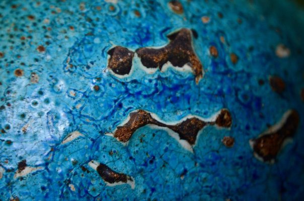 Enameled Blue Ceramic Bowl-AIU-1309940