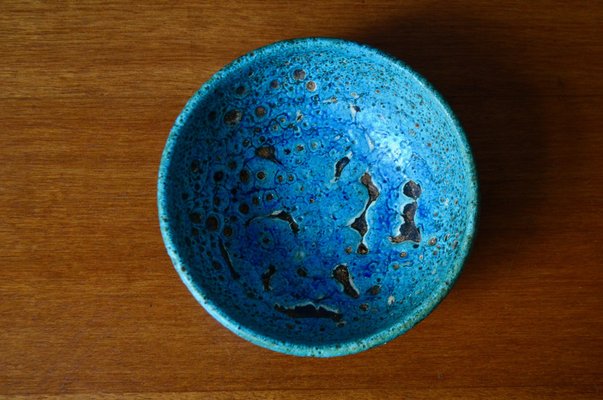 Enameled Blue Ceramic Bowl-AIU-1309940