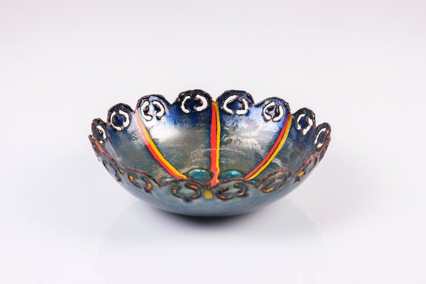 Enameled Copper Bowl by Studio Cellini Pesaro, Italy-LBS-1384395